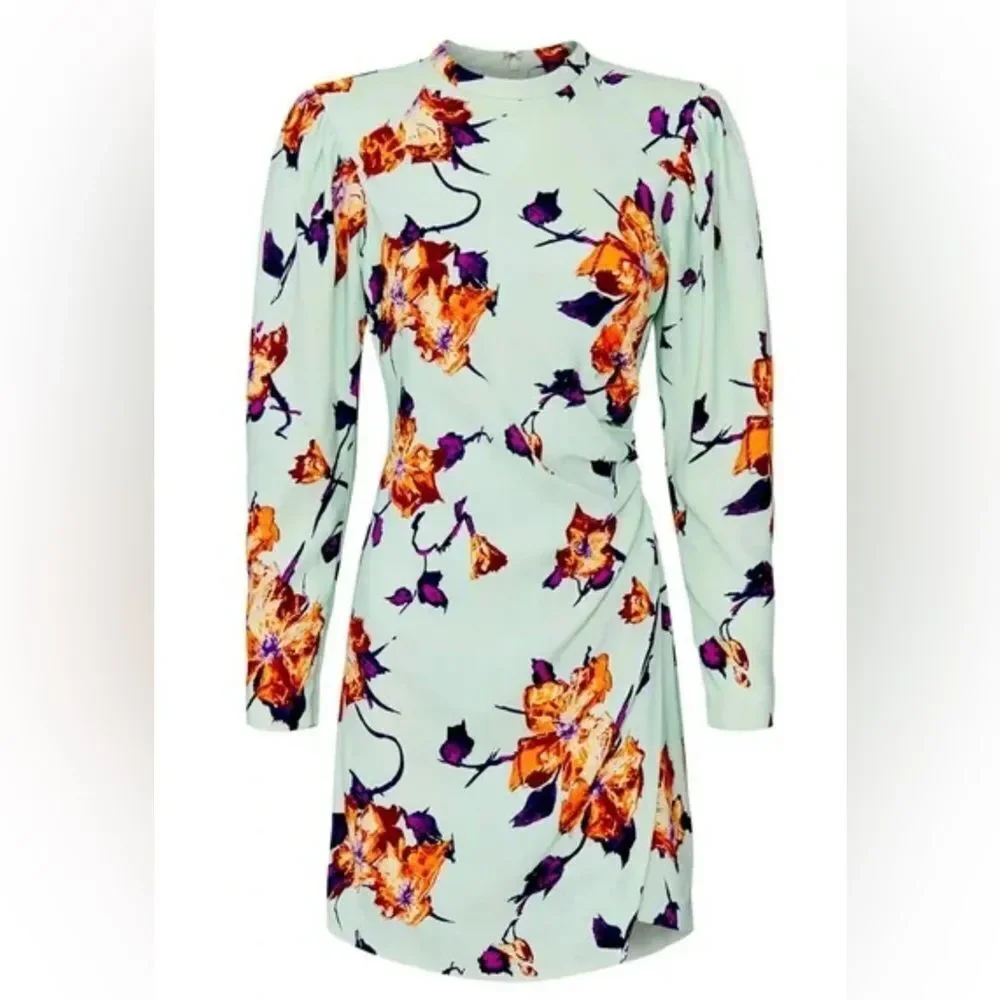 A.L.C. Jane Draped Floral Dress Floral Print Mini Dress Size: S